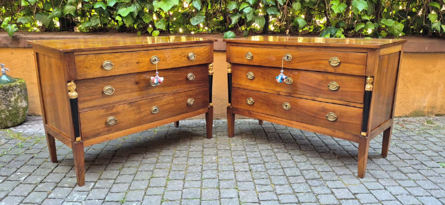 Pair of Italian Empire Walnut Commodes, Trieste, circa 1800 - JAA