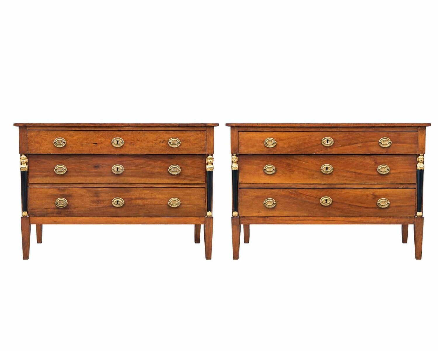 Pair of Italian Empire Walnut Commodes, Trieste, circa 1800