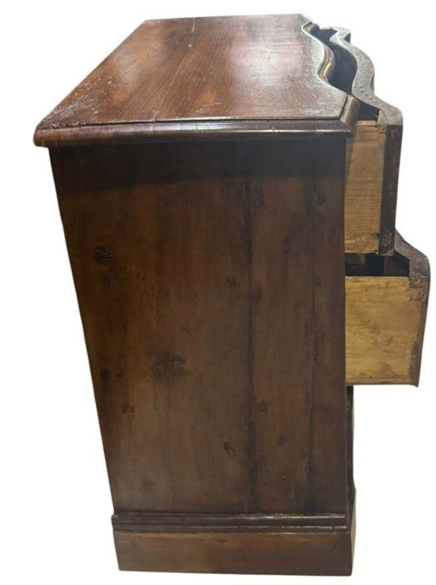 Italian Serpentine Walnut Chest of Drawers with Dark Moldings - JAA