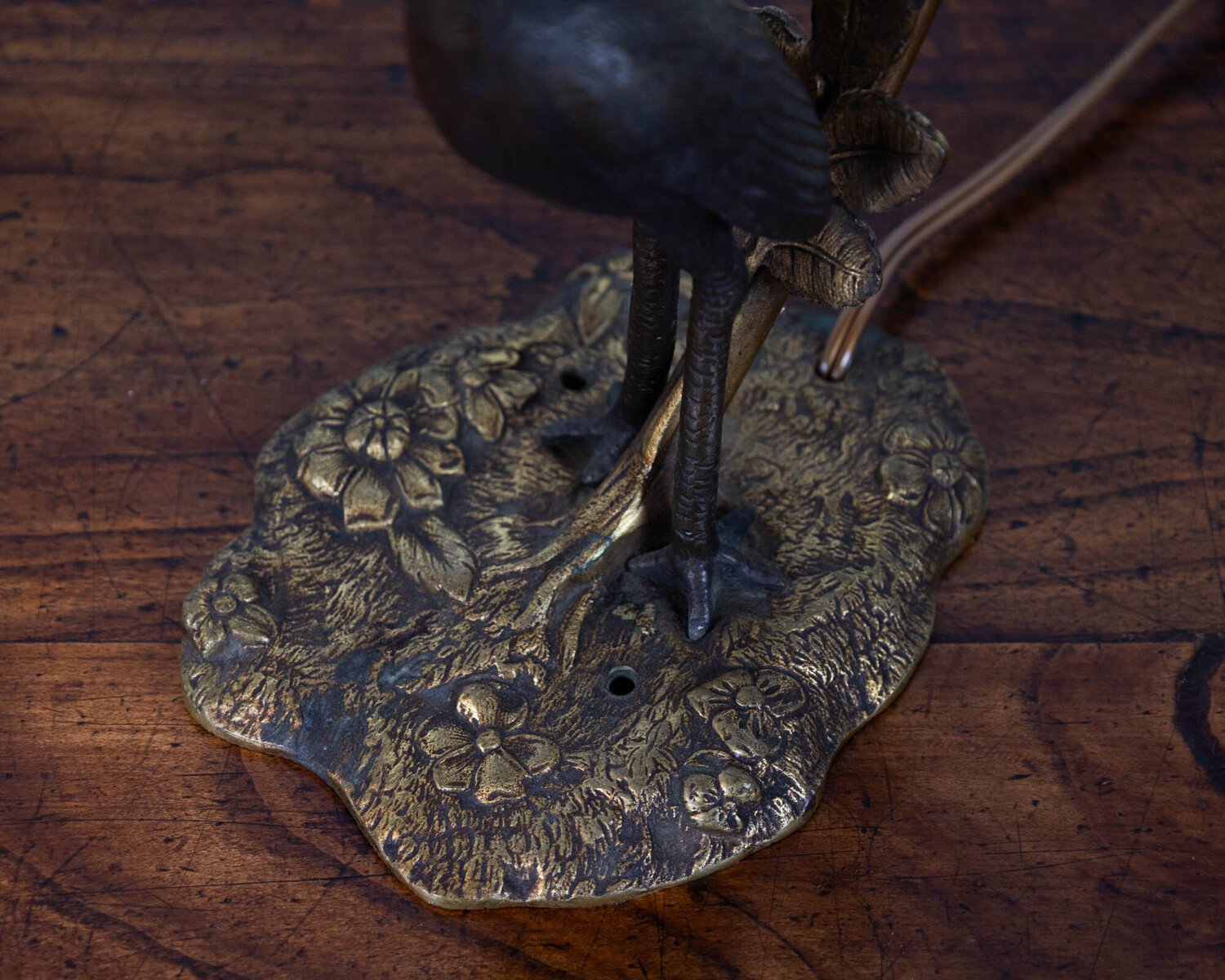 French 20th Century Art Nouveau Bronze Heron Lamp - JAA