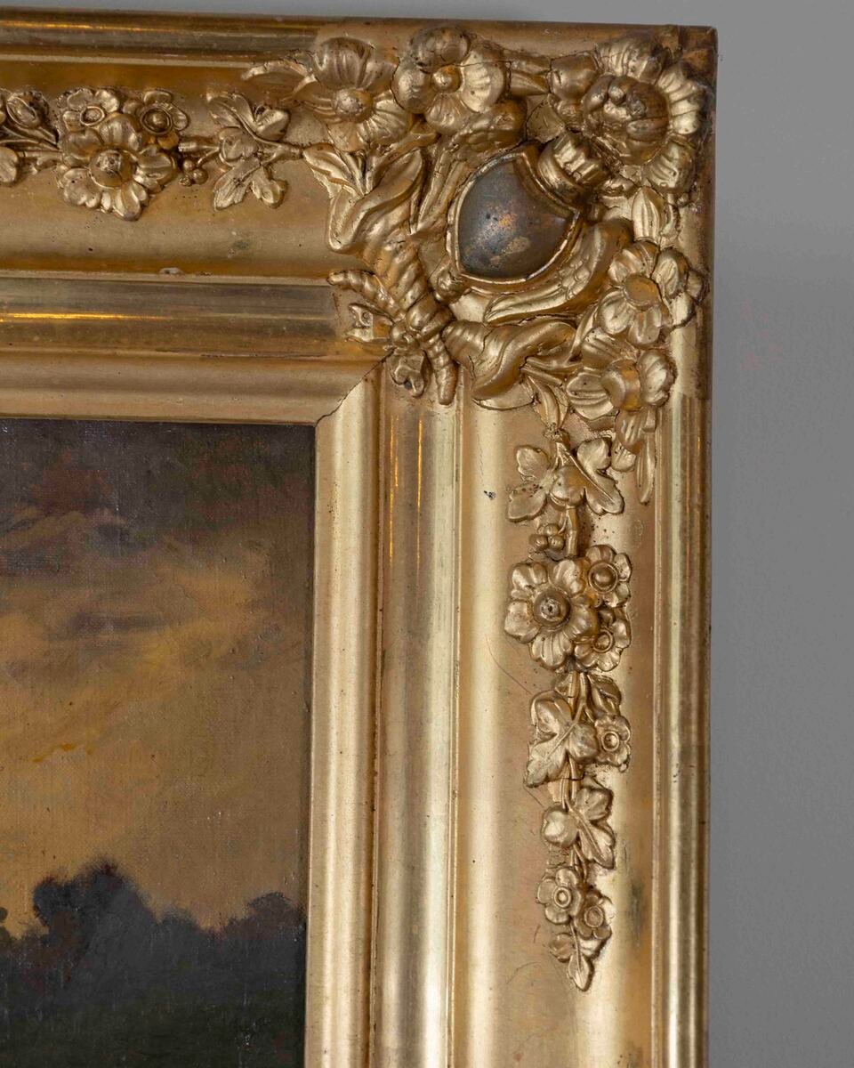 Oil on canvas – Pointing Dog in a Landscape – French School, 19th century. - JAA
