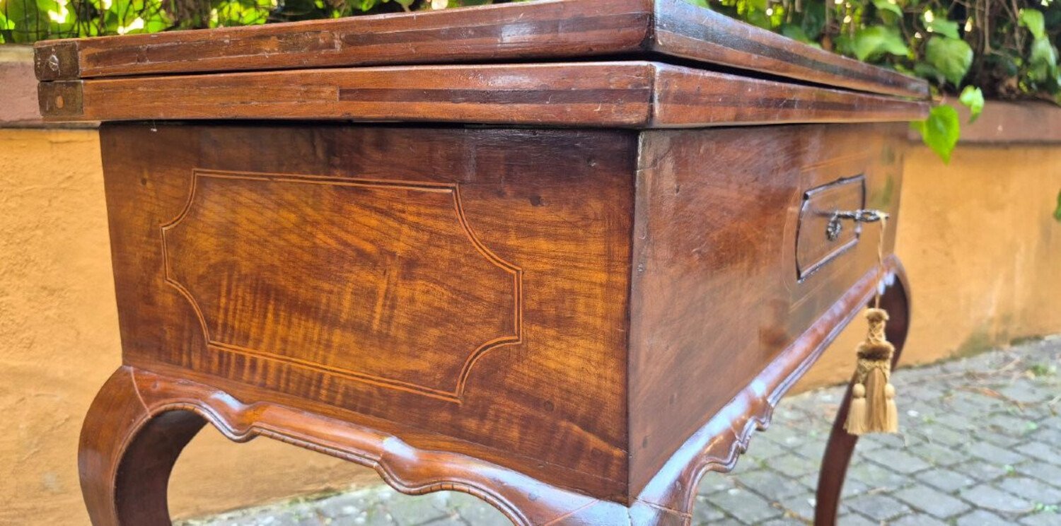 Louis XV Inlaid Walnut Game Table, Bologna, Mid-18th Century - JAA