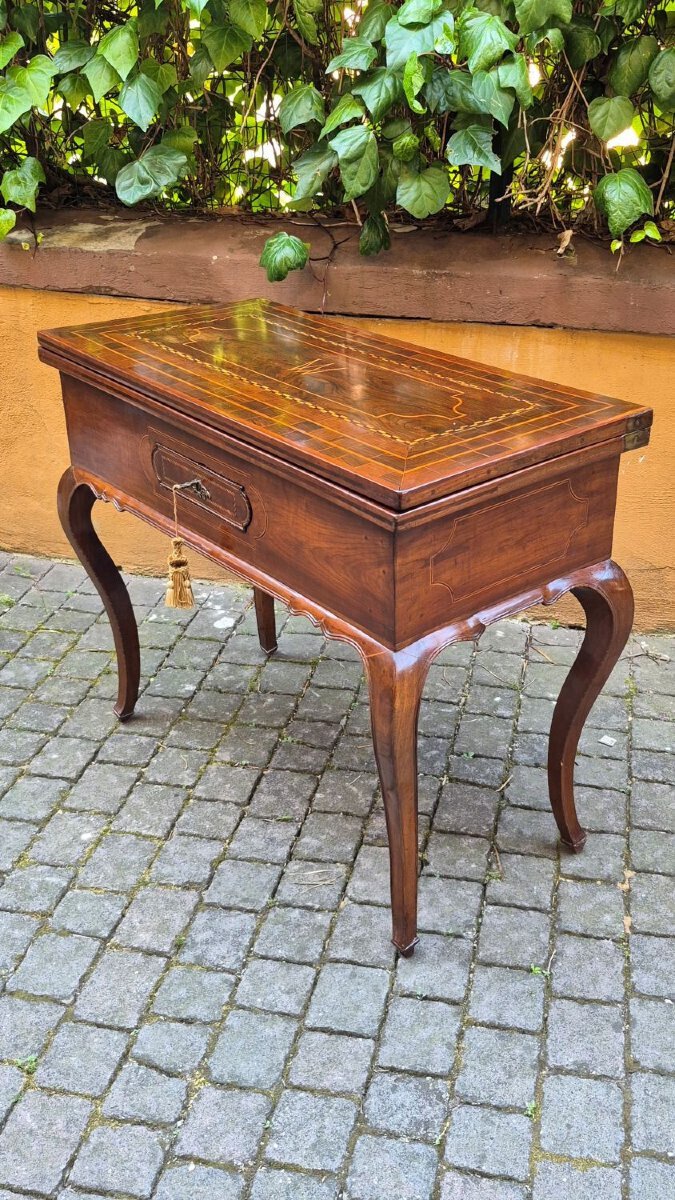Louis XV Inlaid Walnut Game Table, Bologna, Mid-18th Century - JAA