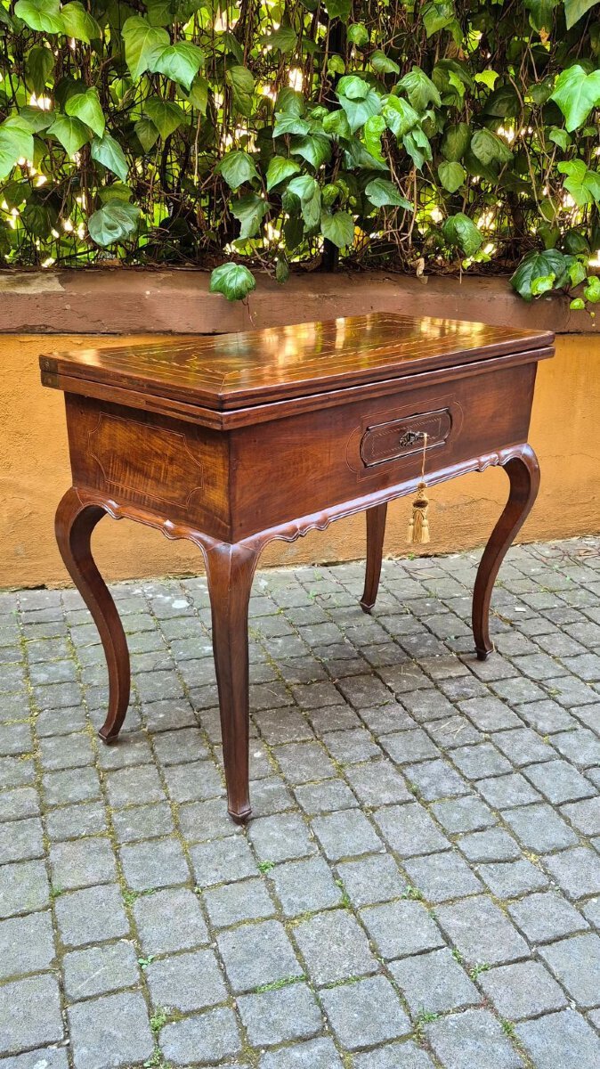 Louis XV Inlaid Walnut Game Table, Bologna, Mid-18th Century - JAA