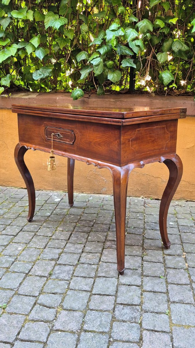 Louis XV Inlaid Walnut Game Table, Bologna, Mid-18th Century - JAA