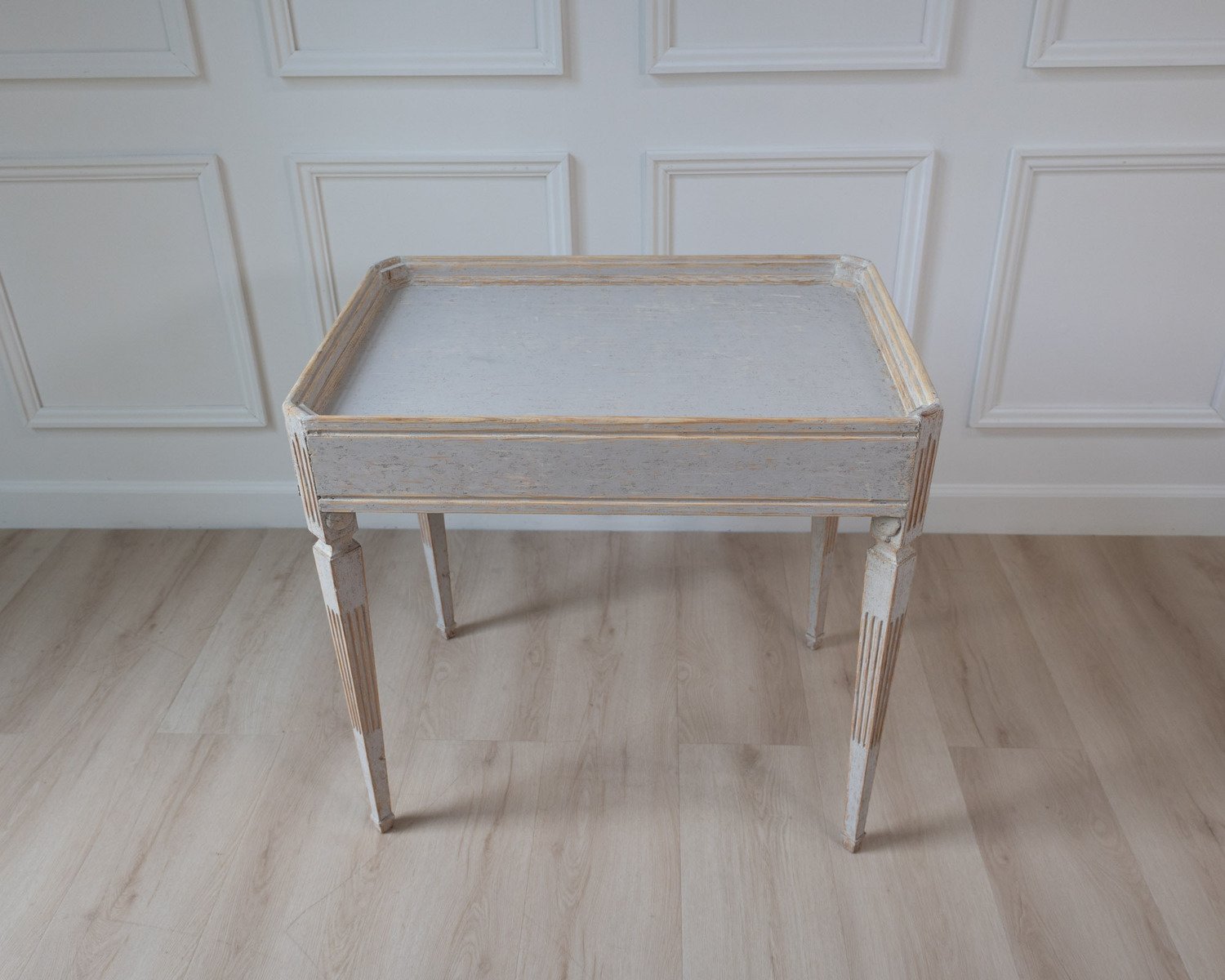Gustavian Tea Table in Grey Paint, circa 1850 - JAA