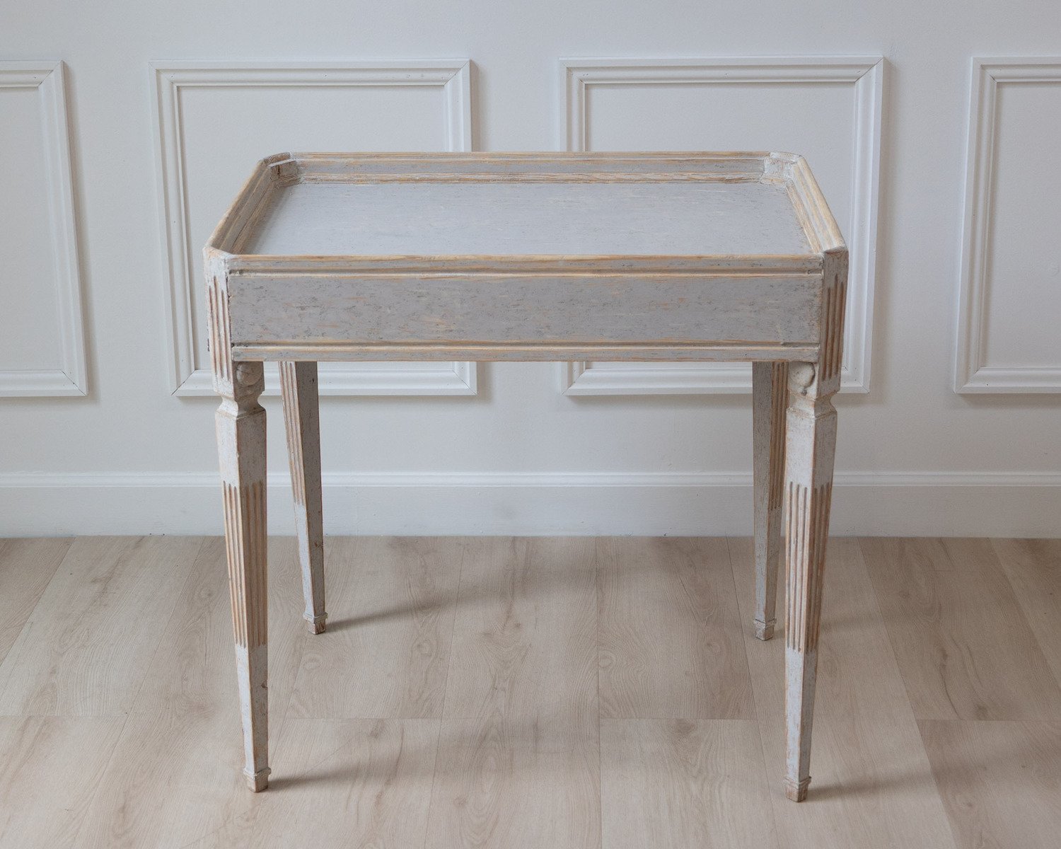 Gustavian Tea Table in Grey Paint, circa 1850 - JAA