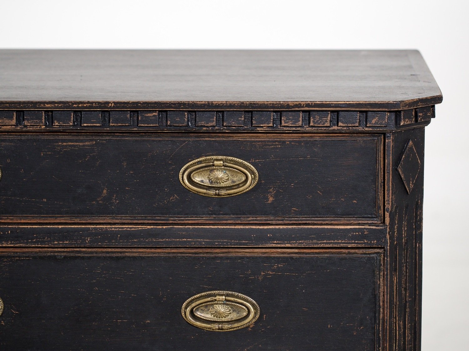 Pair of wide Scandinavian black chests of drawers, circa 100 years old. - JAA