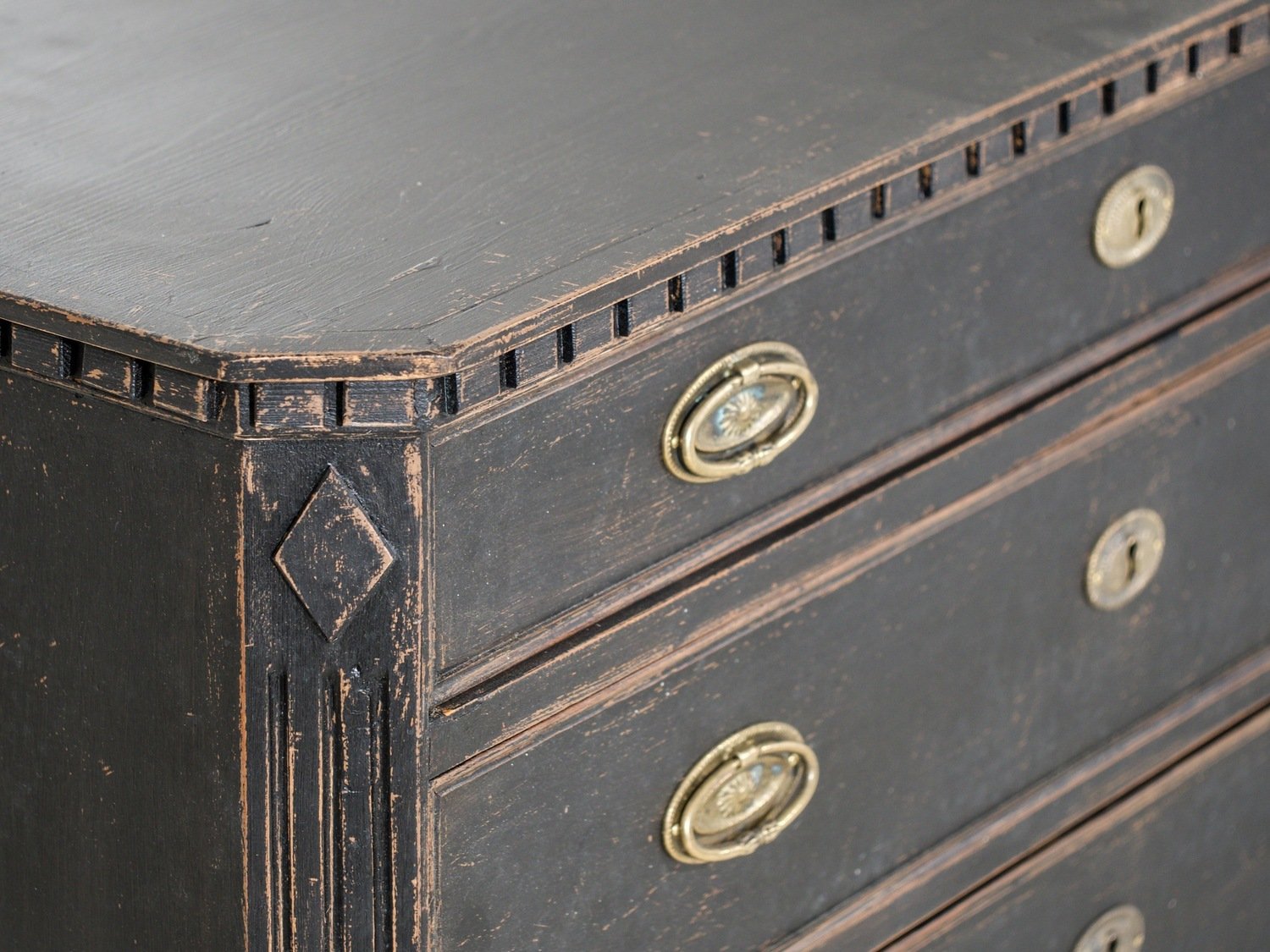 Pair of wide Scandinavian black chests of drawers, circa 100 years old. - JAA