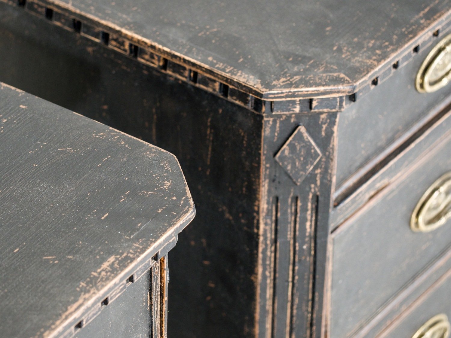 Pair of wide Scandinavian black chests of drawers, circa 100 years old. - JAA