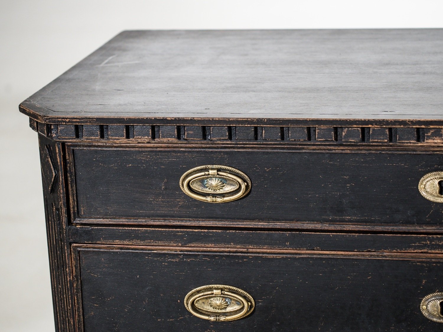Pair of wide Scandinavian black chests of drawers, circa 100 years old. - JAA