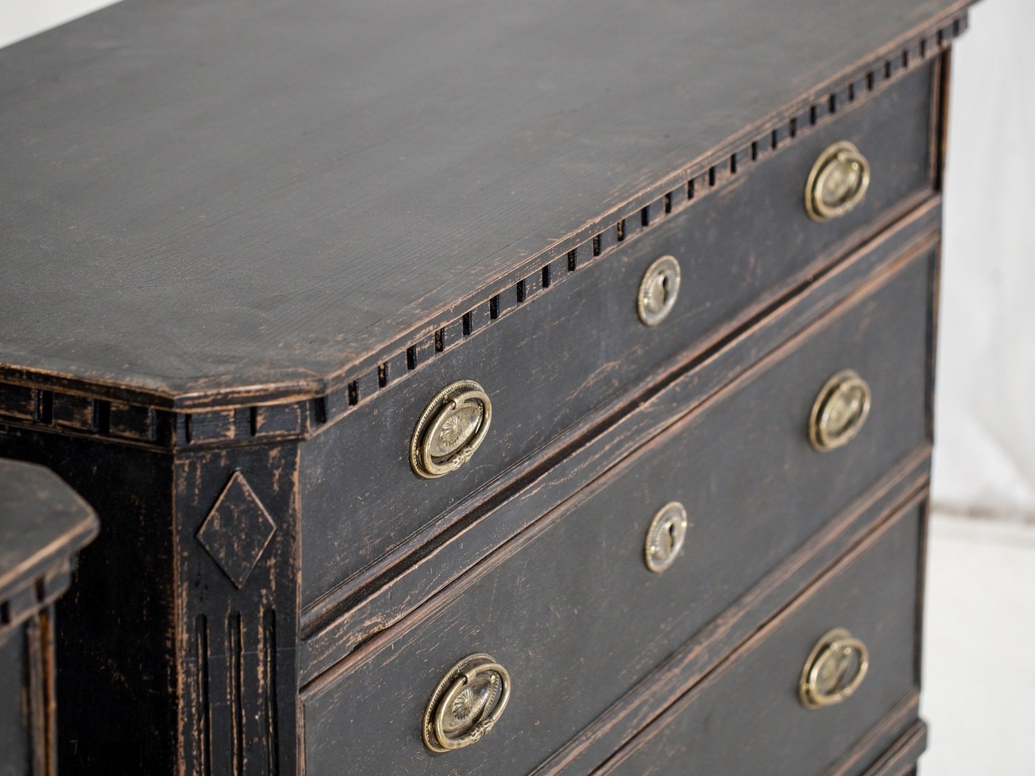 Pair of wide Scandinavian black chests of drawers, circa 100 years old. - JAA