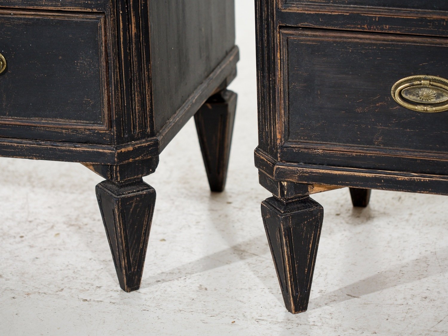 Pair of wide Scandinavian black chests of drawers, circa 100 years old. - JAA