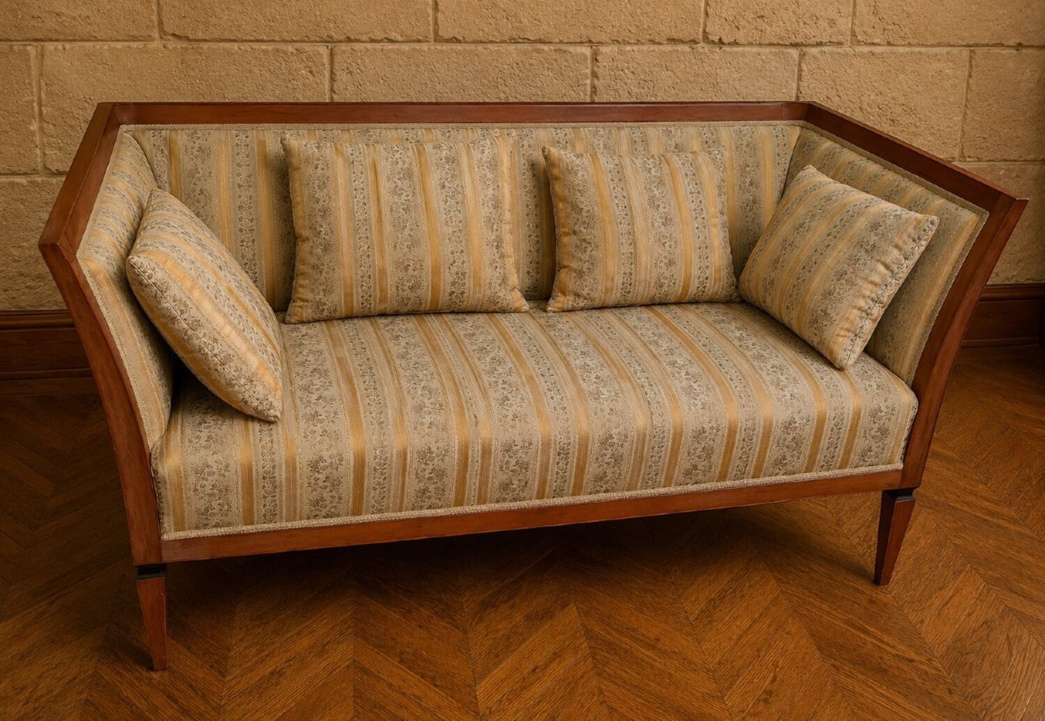 Biedermeier-era Three-seater Sofa In Light Wood - JAA
