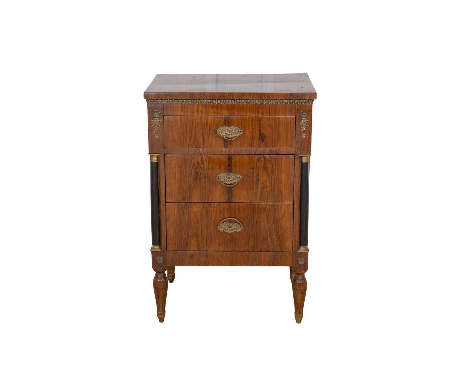 Italian Empire Style Bedside Chest with Ebonized Columns, Mid-19th Century