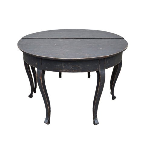 Pair of Swedish Black Painted Demi-Lune Consoles, 19th Century