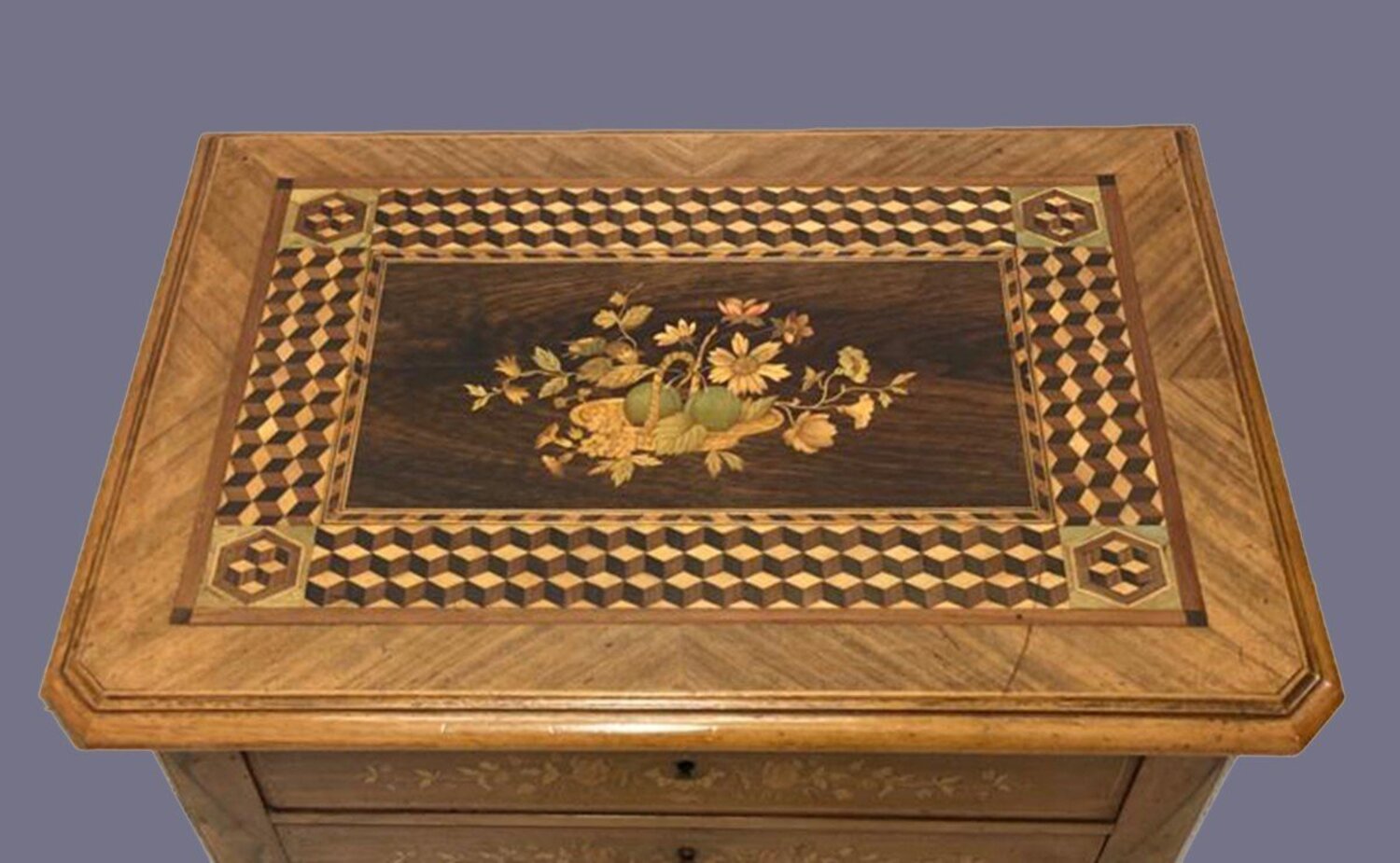 Late 19th Century Walnut Work Table with Floral Marquetry and Lift-Top Storage - JAA