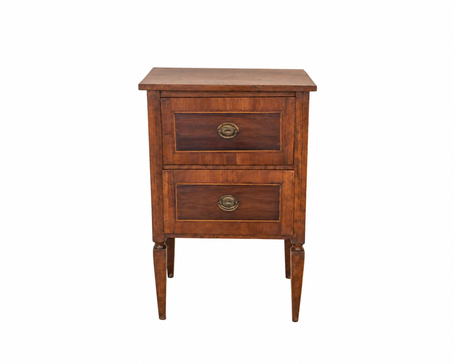 Italian Directoire Walnut Nightstand with Banded Drawers, 18th Century