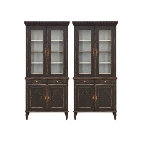 Pair of Swedish Gustavian-Style Painted Vitrines