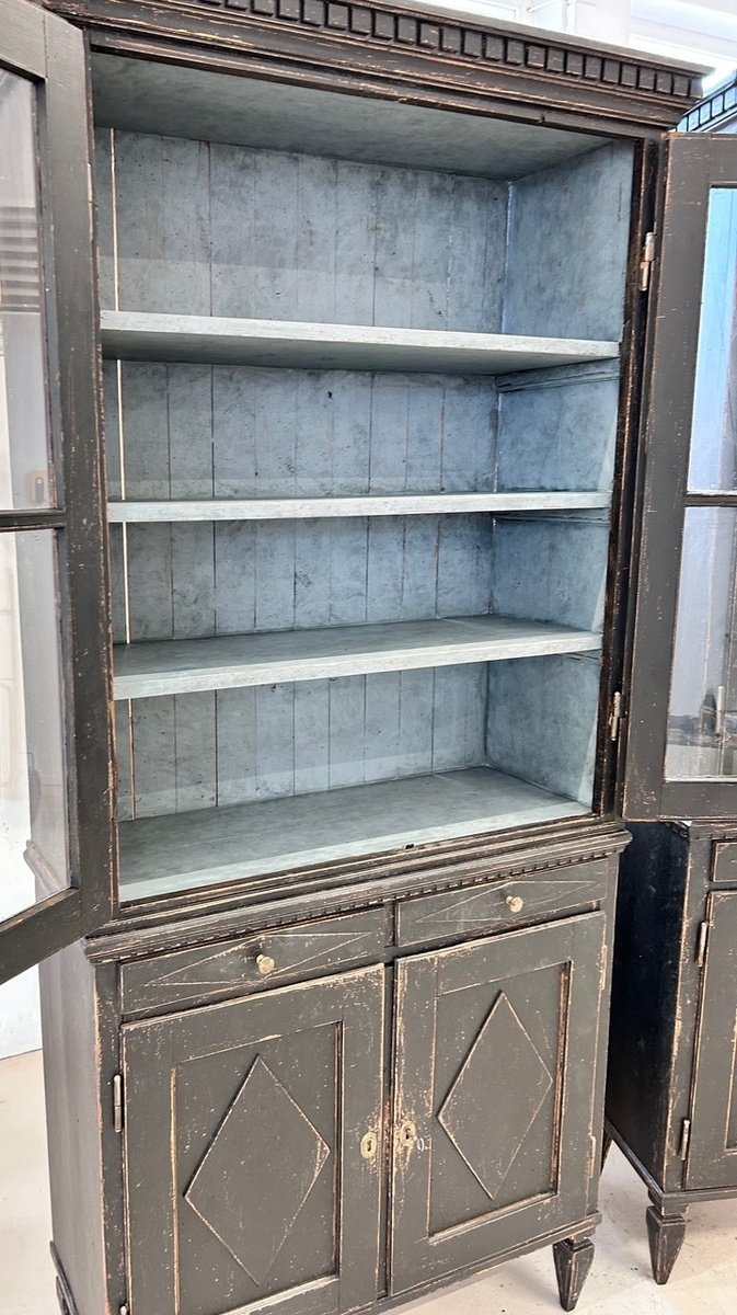 Pair of Swedish Gustavian-Style Painted Vitrines - JAA