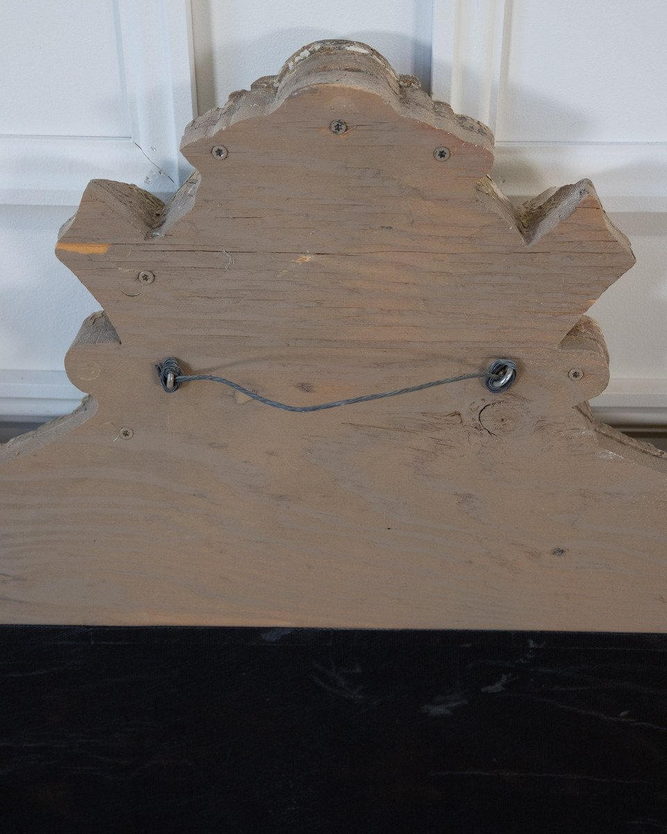 French Rococo Style Carved Architectural Fragment Repurposed as an Upholstered Headboard - JAA