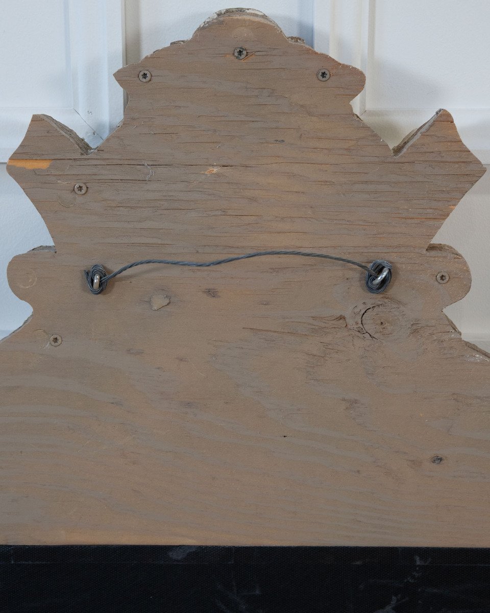 French Rococo Style Carved Architectural Fragment Repurposed as an Upholstered Headboard - JAA