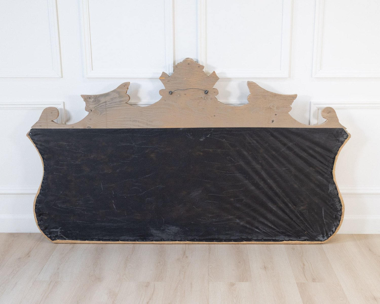French Rococo Style Carved Architectural Fragment Repurposed as an Upholstered Headboard - JAA