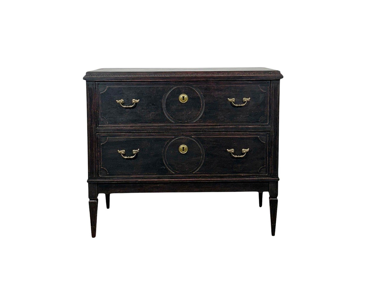 An antique Gustavian-style chest of drawers in black