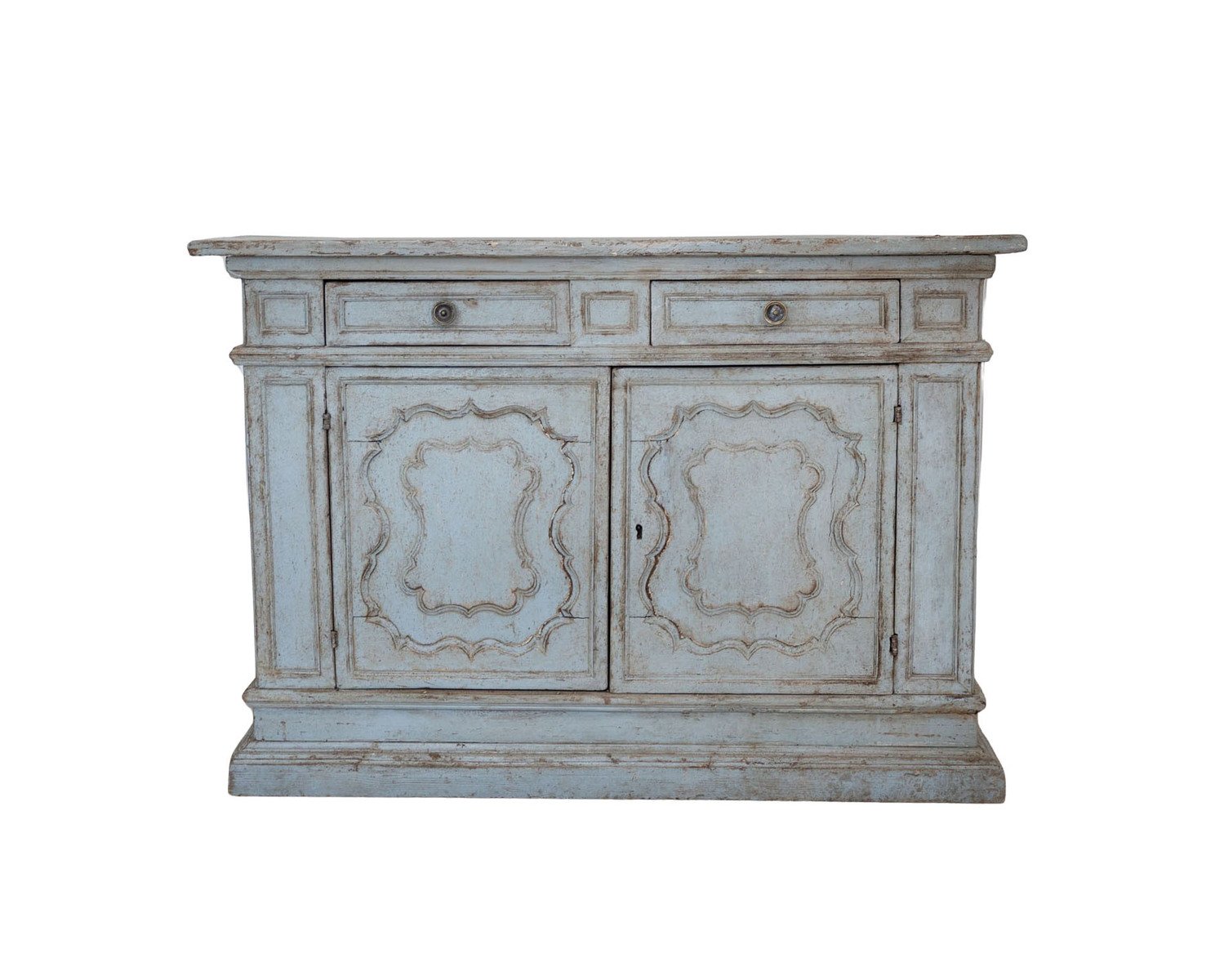 On Hold - Small Italian Walnut Sideboard in Light Blue Paint - JAA