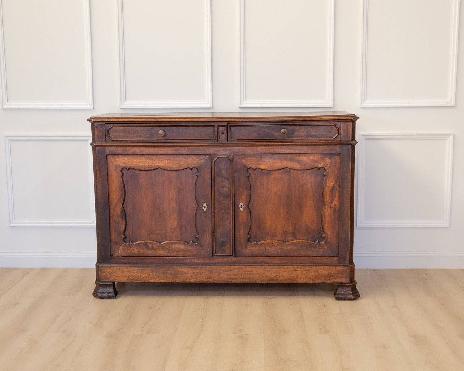 Italian Louis Philippe Walnut Buffet with Two Drawers - JAA