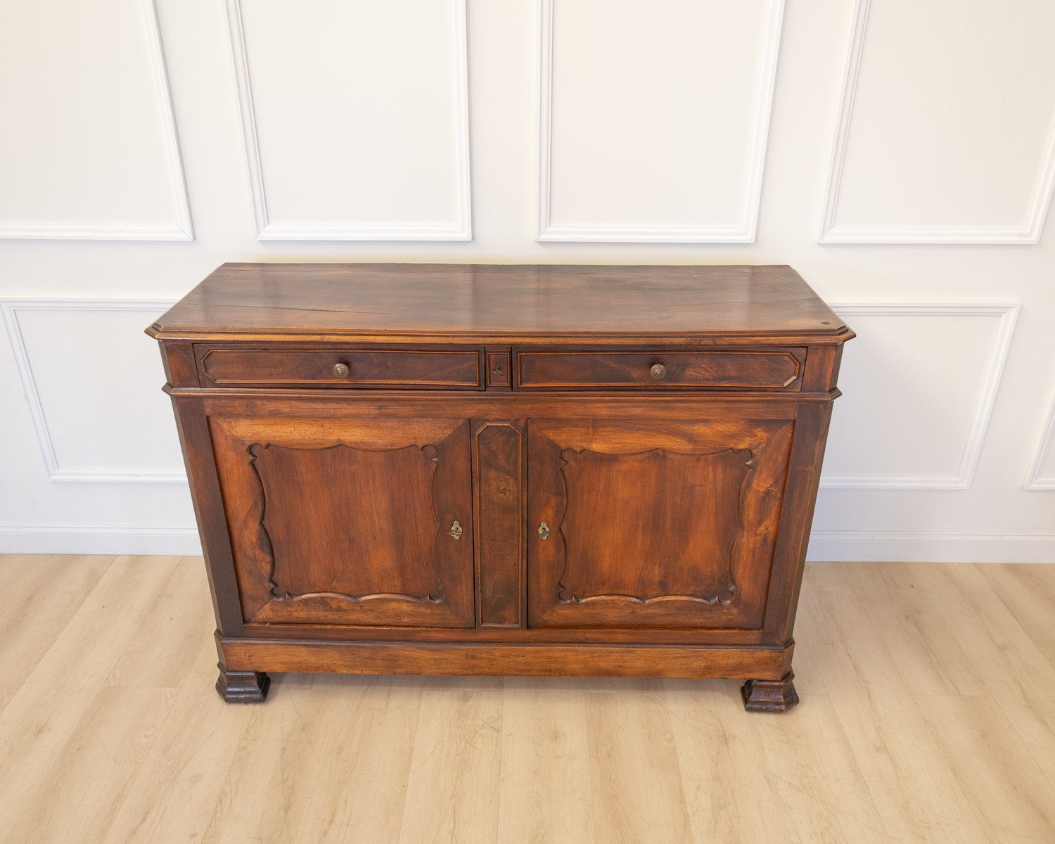 Italian Louis Philippe Walnut Buffet with Two Drawers - JAA