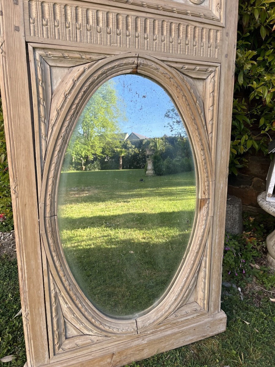 Louis XVI Trumeau Mirror In Natural Wood - JAA