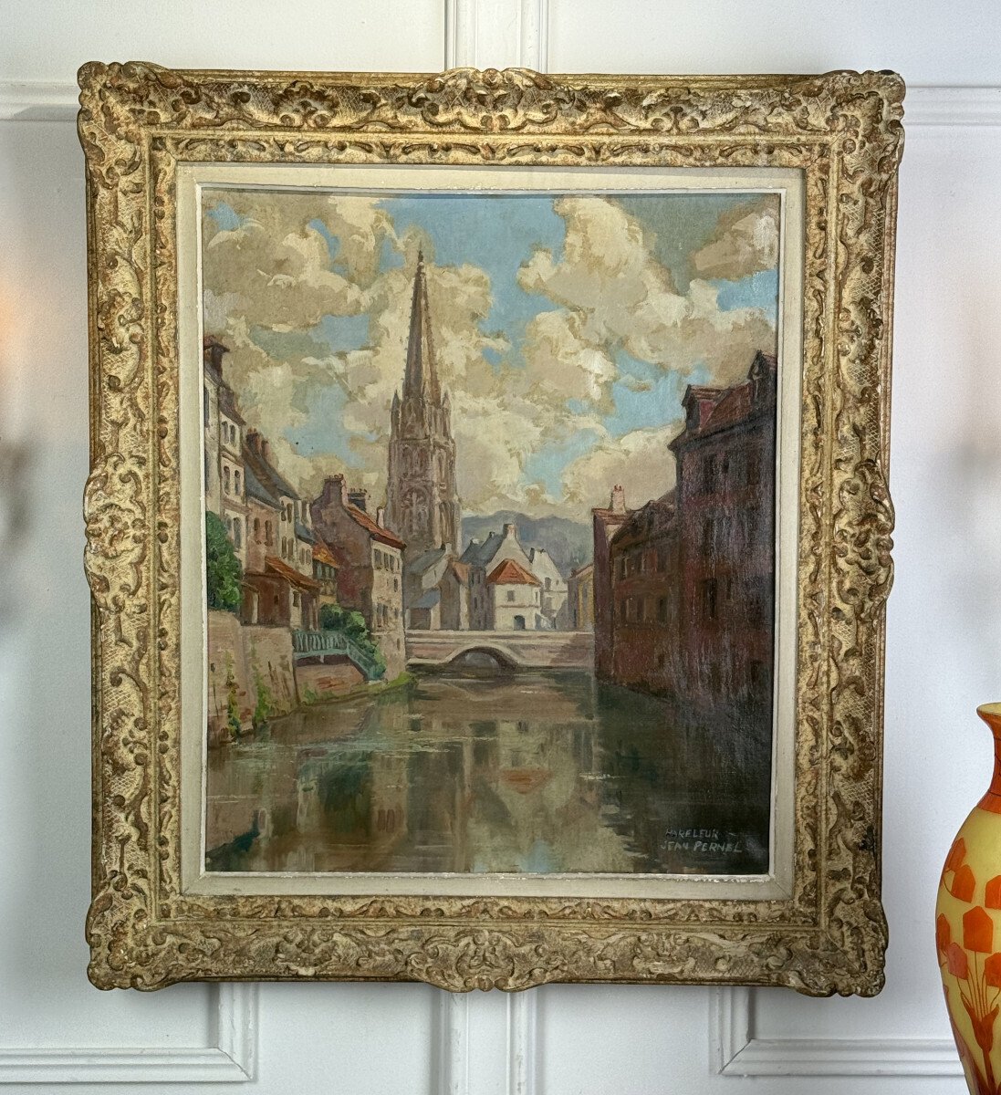 Jean Pernel, View of Harfleur, Oil on Canvas, circa 1930s - JAA
