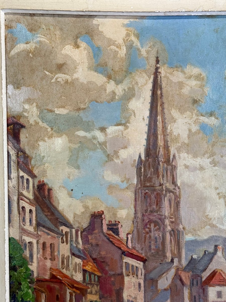 Jean Pernel, View of Harfleur, Oil on Canvas, circa 1930s - JAA