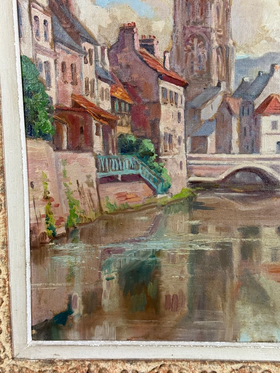 Jean Pernel, View of Harfleur, Oil on Canvas, circa 1930s - JAA