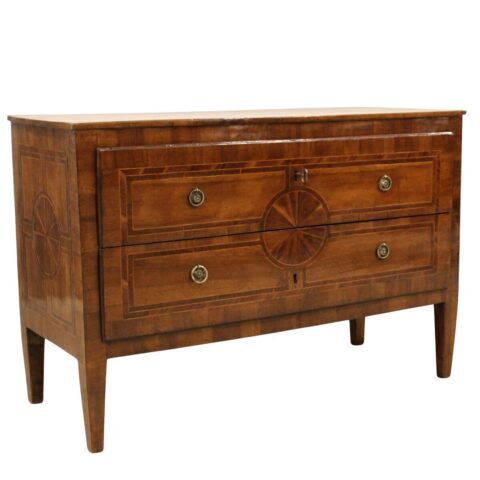Louis XVI Walnut and Marquetry Commode, Lombardy, Mid-18th Century