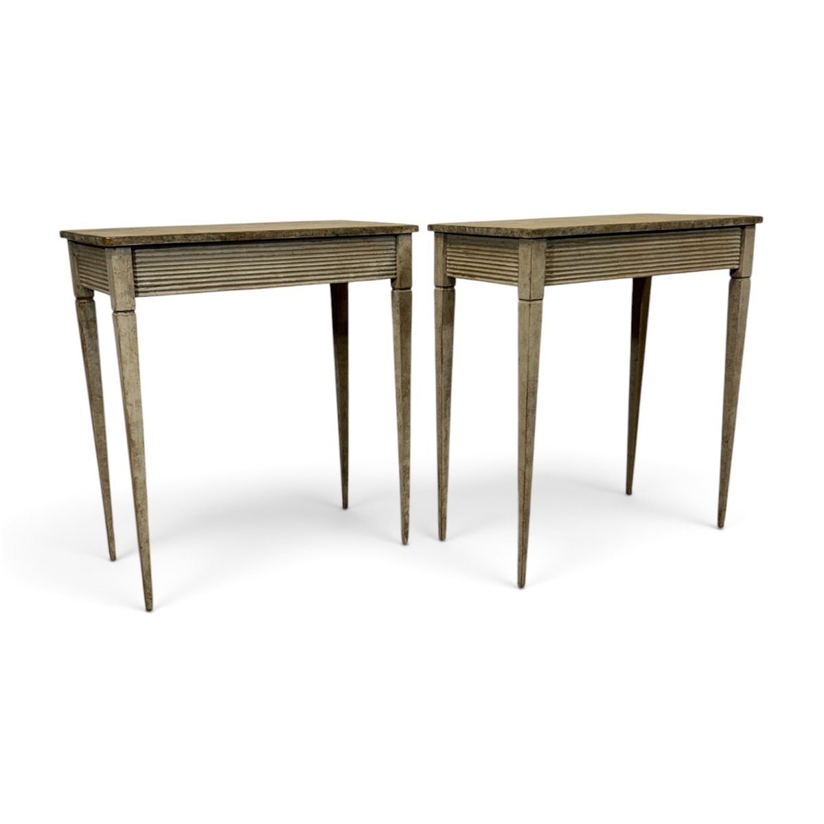 Pair of Swedish Painted-Pine Console Tables - JAA
