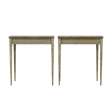 Pair of Swedish Painted-Pine Console Tables