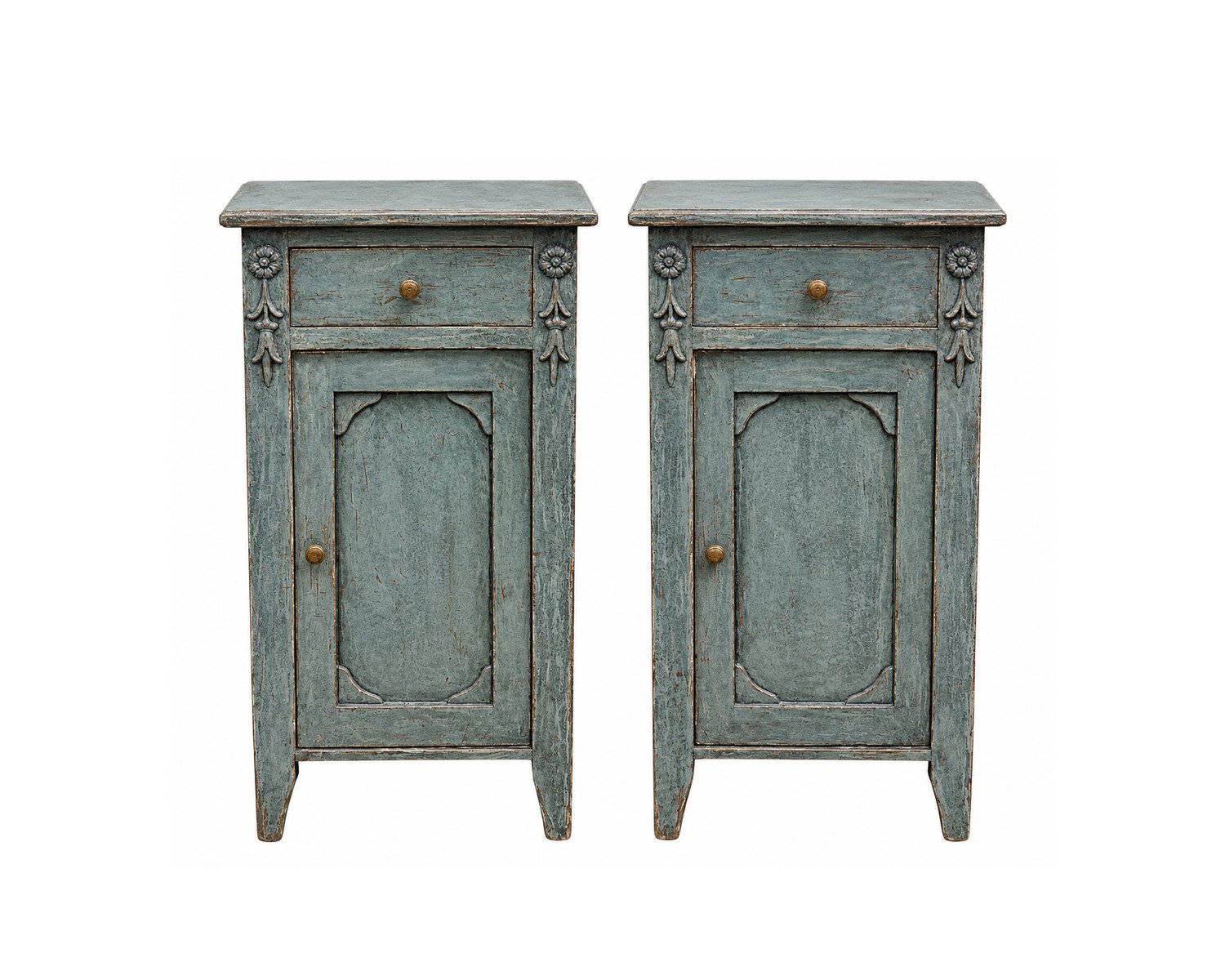 Pair of Swedish Painted Bedside Cabinets in Blue