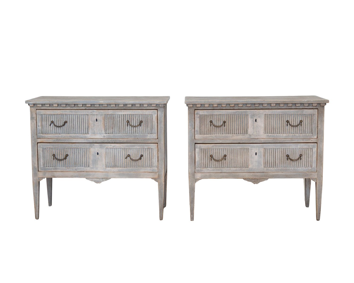 Pair of Grey Painted Fir Commodes, Florence, Early 20th Century