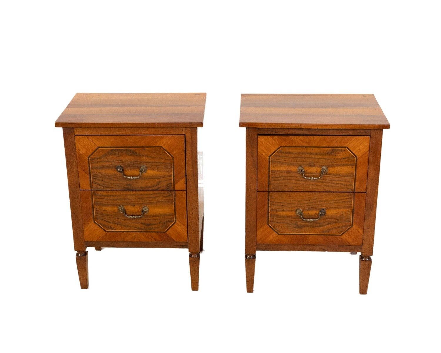Pair of Louis XVI Walnut and Marquetry Nightstands, Italy, 18th Century