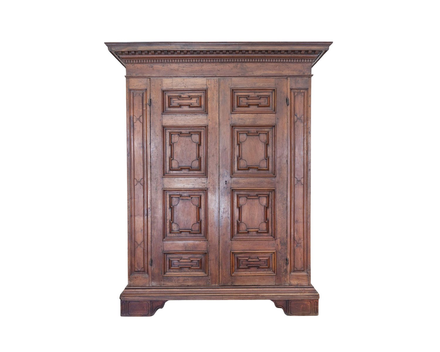 Large Italian Walnut Armoire with Paneled Doors, 17th Century
