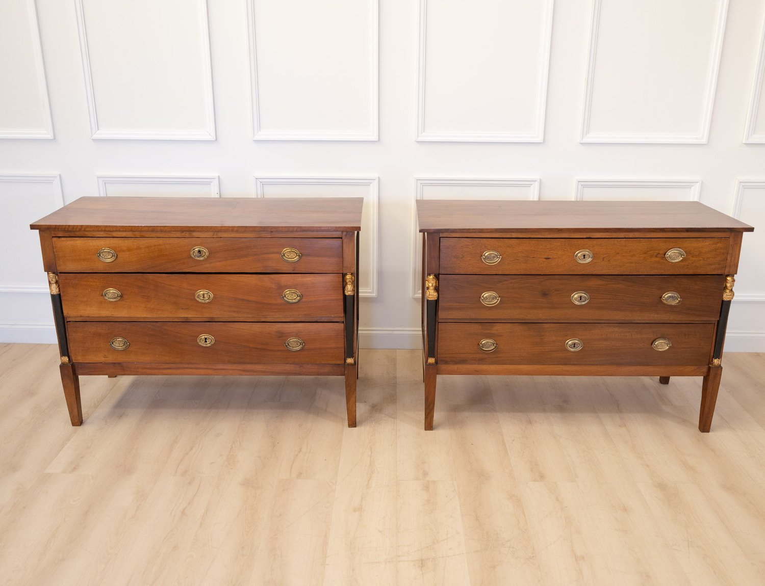 Pair of Italian Empire Walnut Commodes, Trieste, circa 1800 - JAA