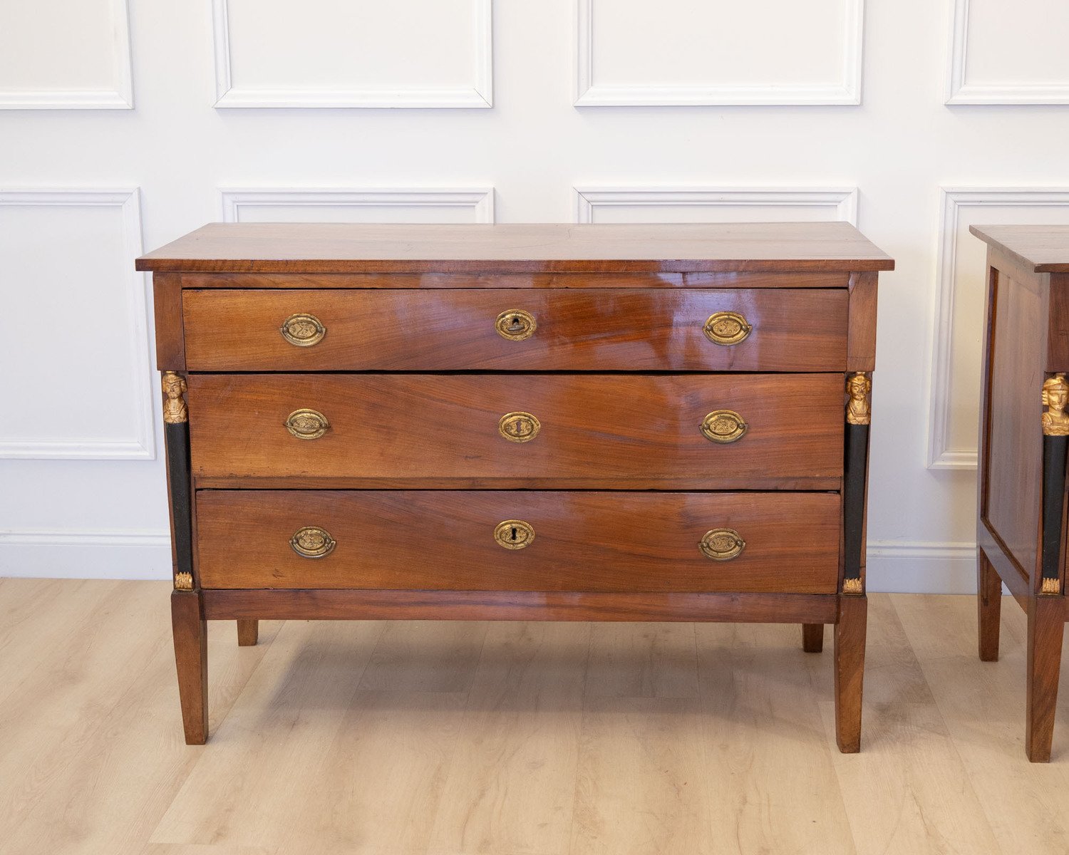 Pair of Italian Empire Walnut Commodes, Trieste, circa 1800 - JAA