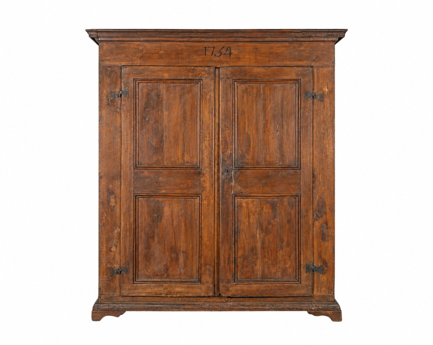 Italian 18th Century Tuscan Poplar Wardrobe with Original Decorative Paper Interior, Dated 1751